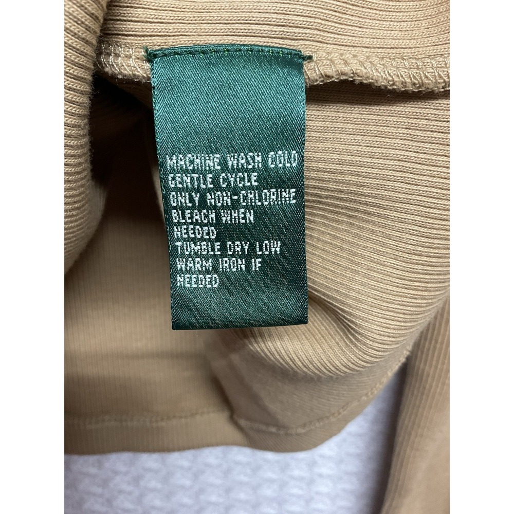 Vintage Lauren Ralph Lauren Womens Large Beige Ribbed 1/4 Zip Elbow Patch Cotton - Picture 3 of 7